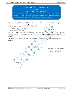 Tài liệu bài giảng Quan hệ vuông góc (phần 01)